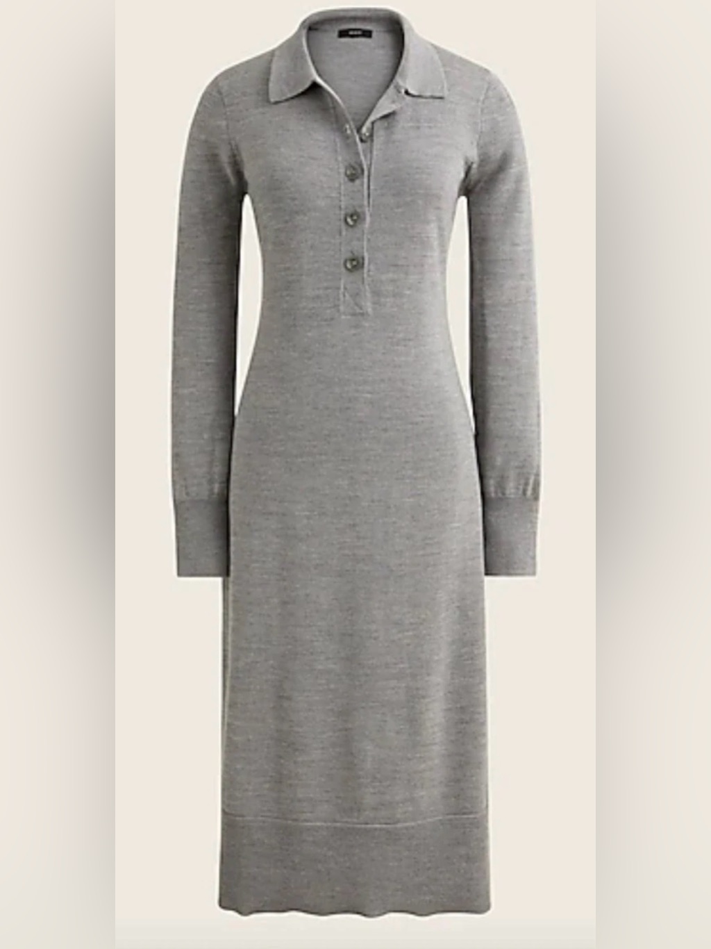 New J. Crew Collared 100% Merino Wool Sweater Dress Xs Bb375 Heather Hthr Smoke